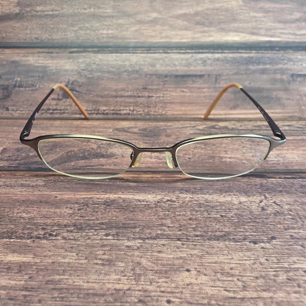 Guess GU1119 ABRN Brown Gold Tone Semi Rimless Eyeglasses Frames 47-19-135